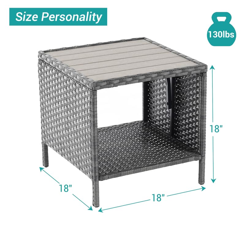 BONOSUKI Outdoor Patio PE Wicker All-Weather Square Coffee Table