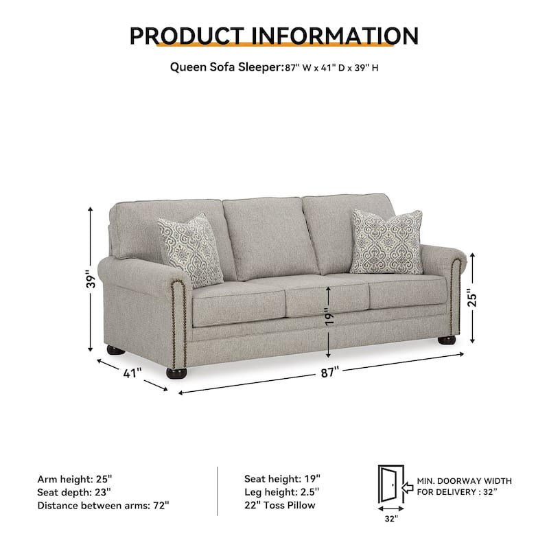 Signature Design by Ashley Gaelon Dune Queen Sofa Sleeper - 87" W x 41" D x 39" H