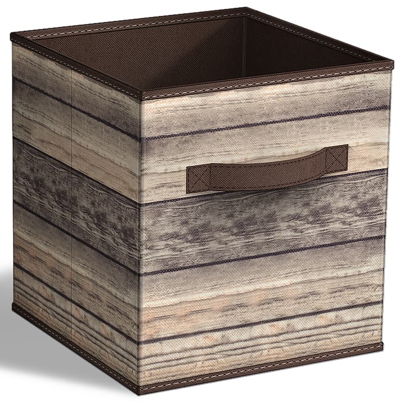 Sorbus 11" Foldable Storage Cube Basket - Single Pack - 10.5" L x 10.5" W x 11" H - Wooden Brown