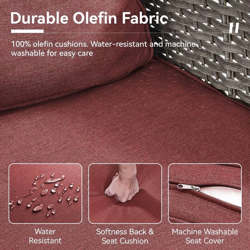 Gymojoy Patio Furniture Set Outdoor Wicker Swivel Glider Chairs Set