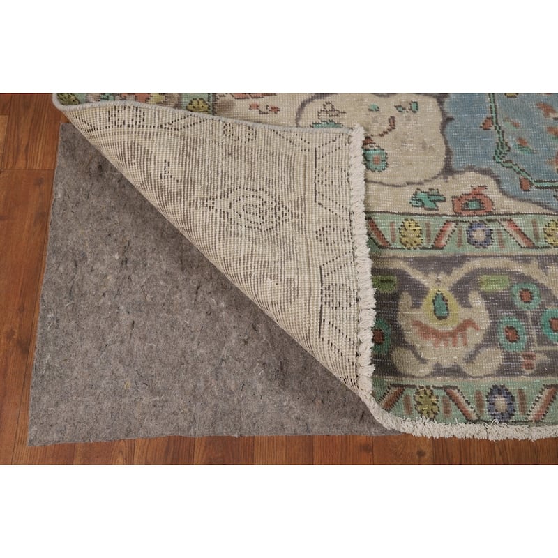 Light Blue Floral Tabriz Persian Rug Oriental Handmade Wool Carpet - 6'7"x 9'2"