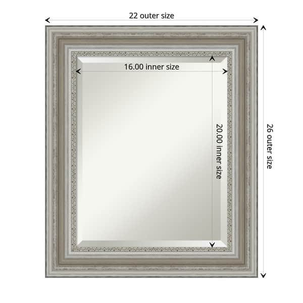 dimension image slide 3 of 6, Beveled Bathroom Wall Mirror - Parlor Silver Frame