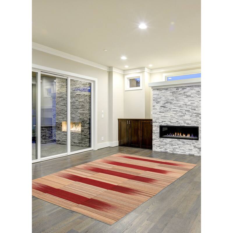 ECARPETGALLERY Flat-Weave Ankara FW Khaki Wool Kilim - 7'7 x 10'4