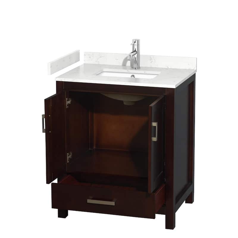 Wyndham Collection Sheffield 30" Single Bathroom Vanity, Carrara