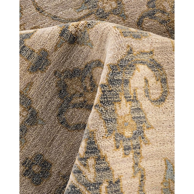 Ikat One-of-a-Kind Hand-Knotted Area Rug, Ivory - 9' 1" x 12' 4"