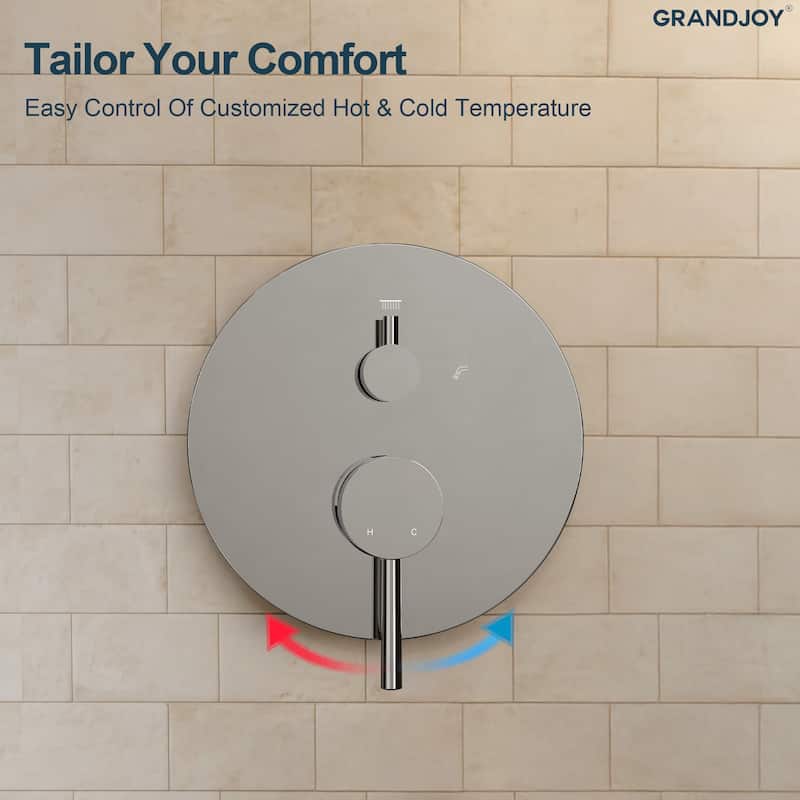 GRANDJOY Wall-Mount 2-Function Shower and Tub System with Pressure Balance Valve