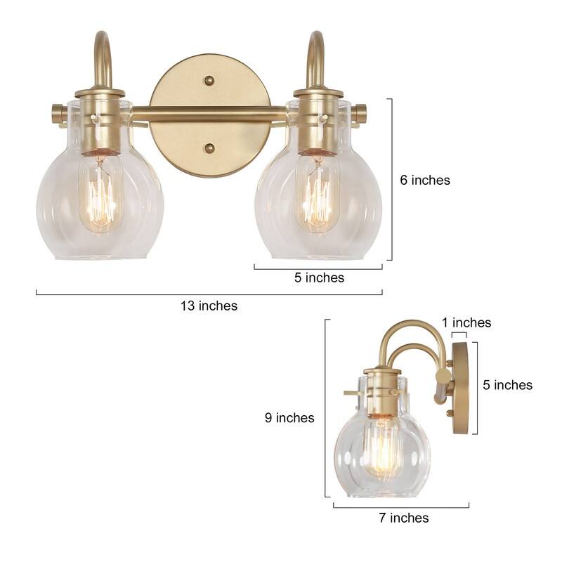Bela Modern Gold 4-Light Bathroom Vanity Lights Glass Dimmable Wall Sconces
