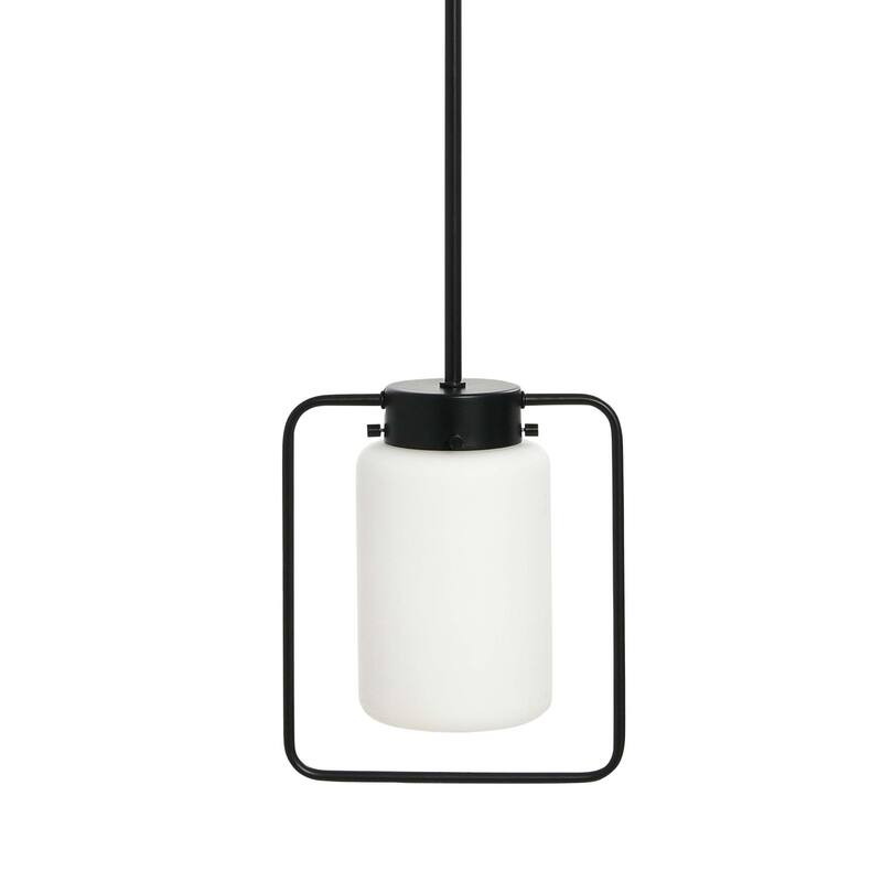 Robert Stevenson Lighting Ezra - Metal and Frosted Glass Ceiling Light - Black
