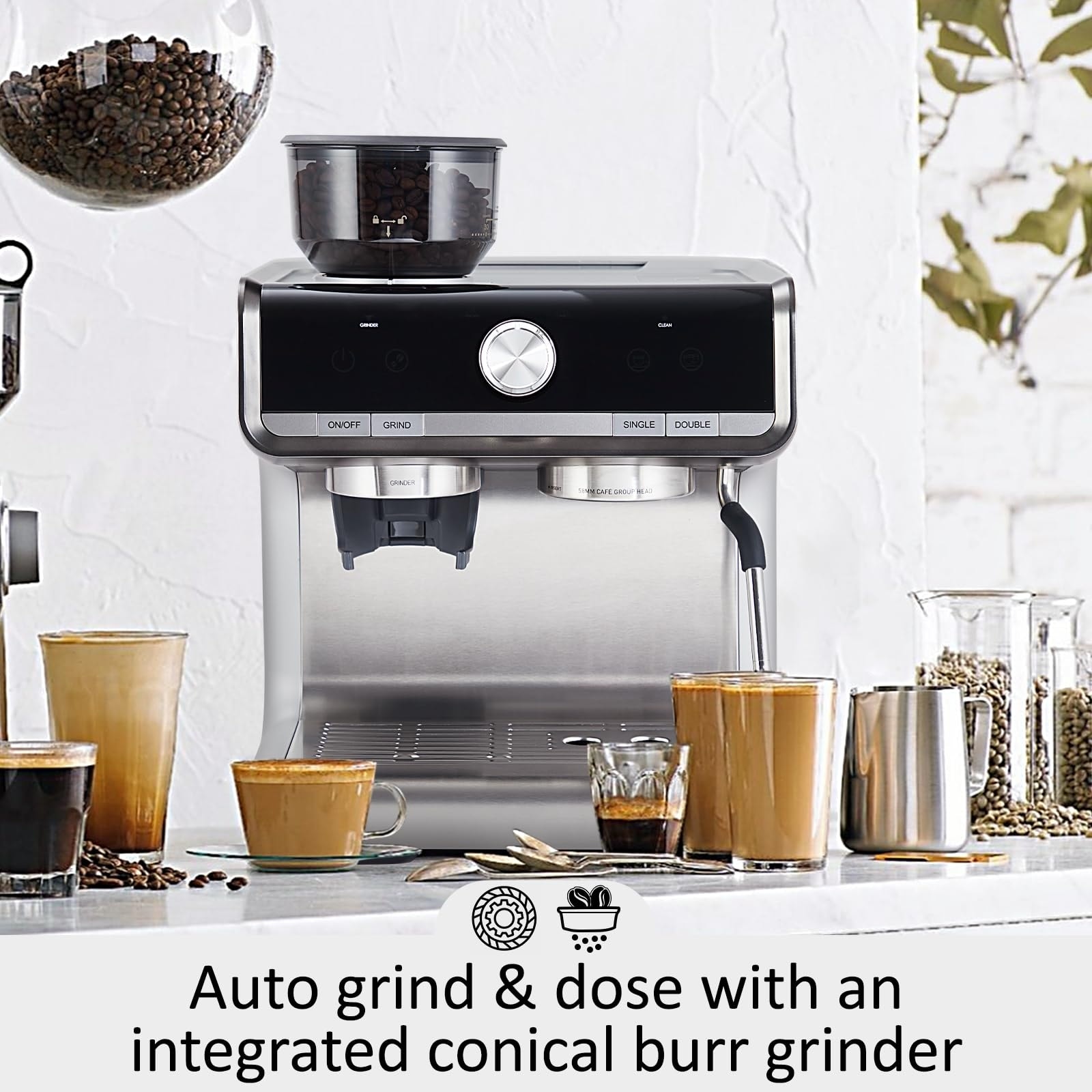Espresso Coffee Maker with Grinder 2.8 L Water Tank On Sale Bed Bath Beyond 40498990