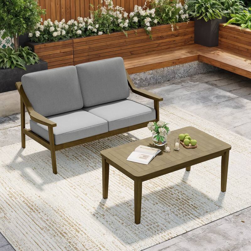 Outdoor Patio Wood Bistro Set/Loveseat Set