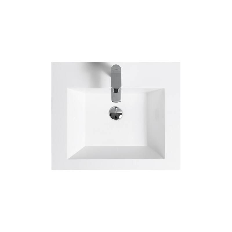 24" Wall-Mounted Floating Bathroom Vanity with Resin Sink, Soft Close Drawers, Natural Oak Cabinet, Pre-Assembled