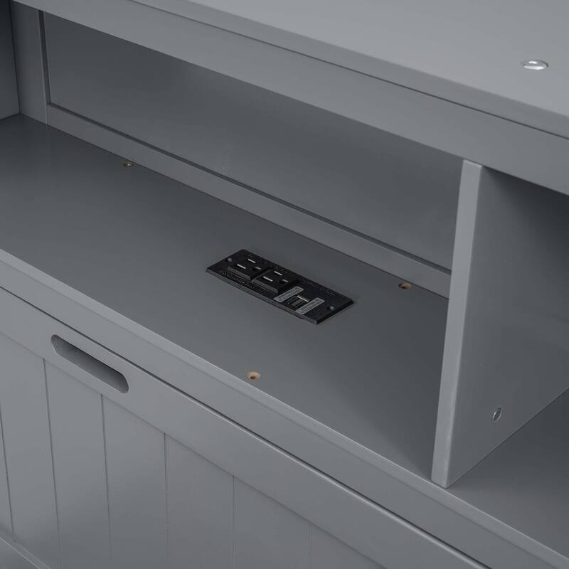 Hydraulic Platform Bed with Storage LED Headboard, Charging Station and 2 Drawers