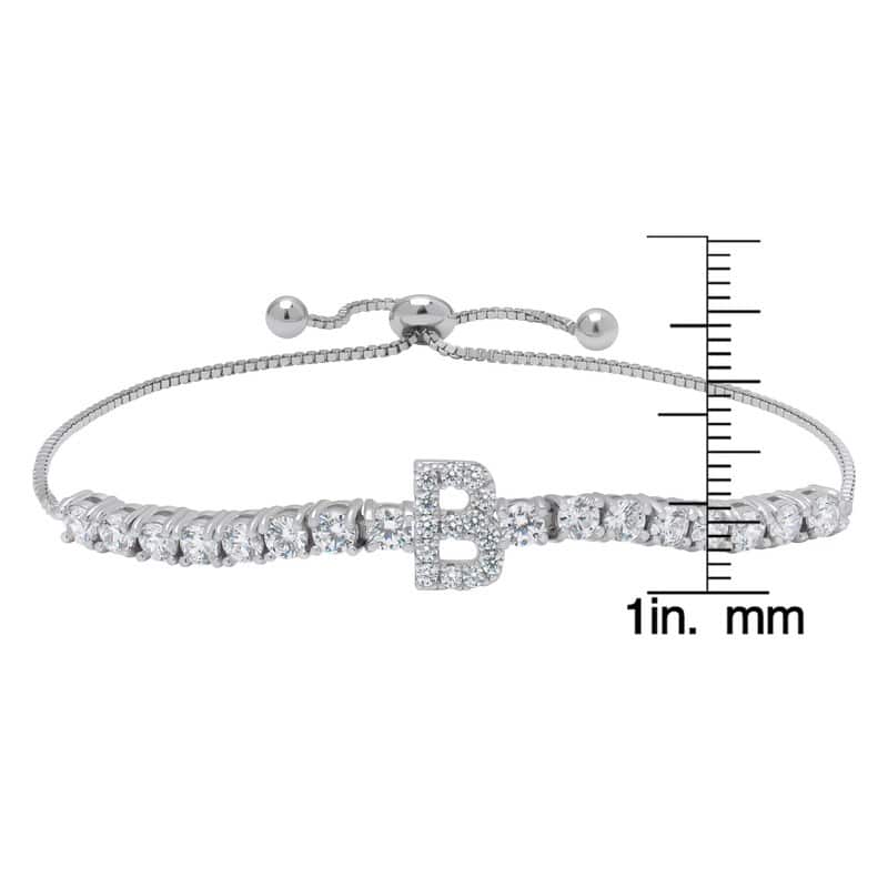 Victoria Townsend .925 Sterling Silver Cubic Zirconia Initial Adjustable Bracelet