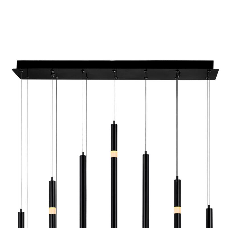 Flute Integrated LED 32in Black Chandelier