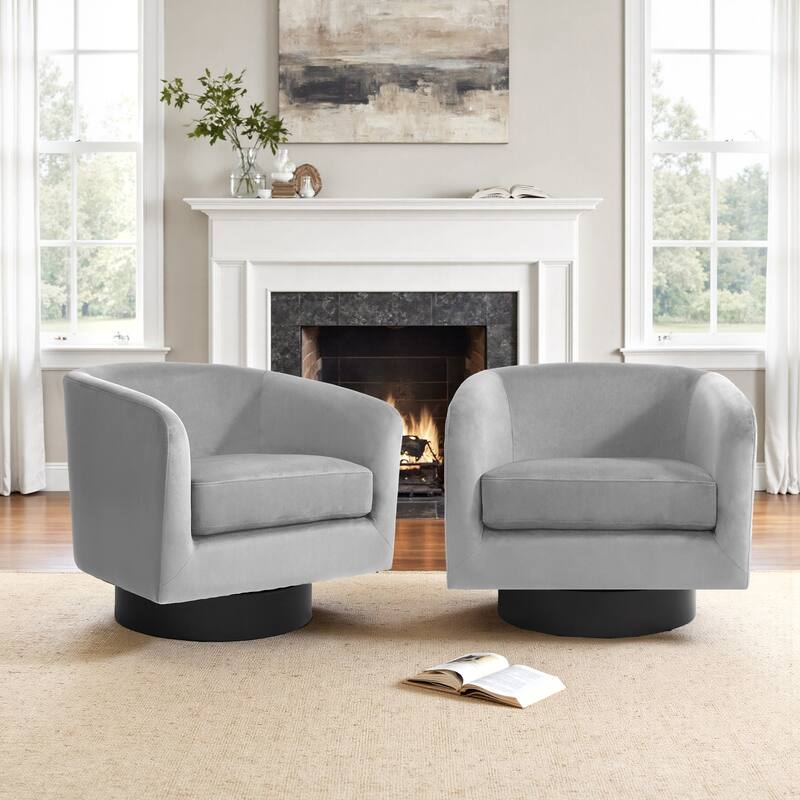 2 Set 360-Degree Swivel Round Barrel Chair Velvet Accent Chairs