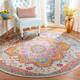 SAFAVIEH Crystal Floretta Vintage Boho Medallion Rug - 8' Round - Light Blue/Fuchsia