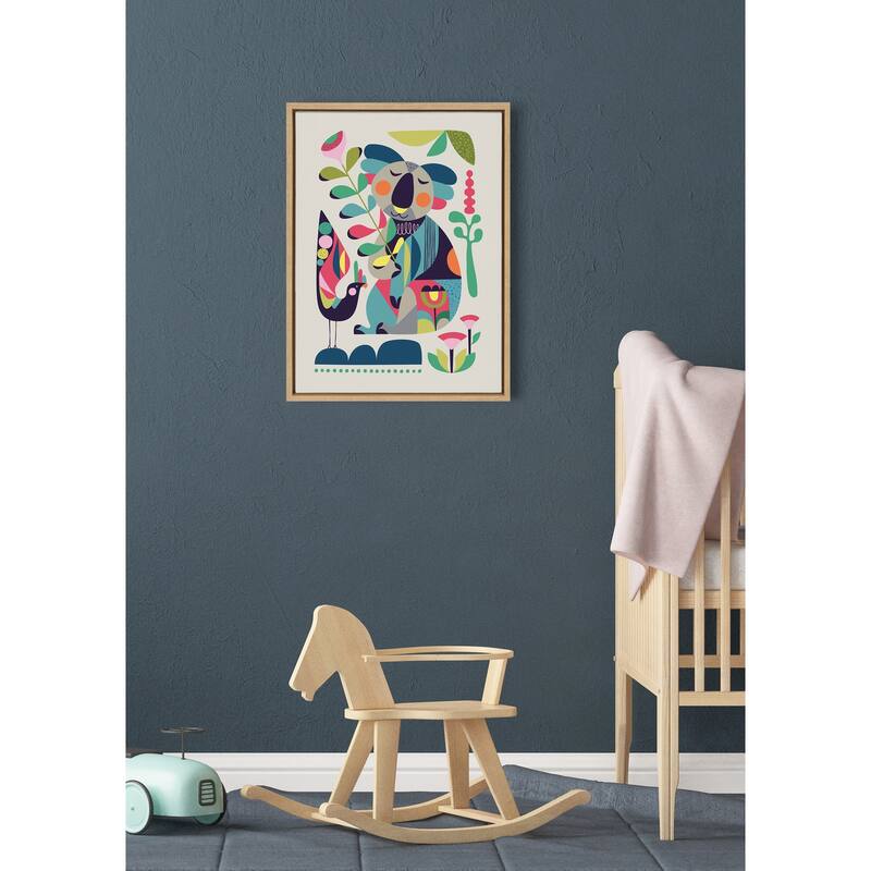 Kate and Laurel Sylvie Mid Century Koala Framed Canvas by Rachel Lee