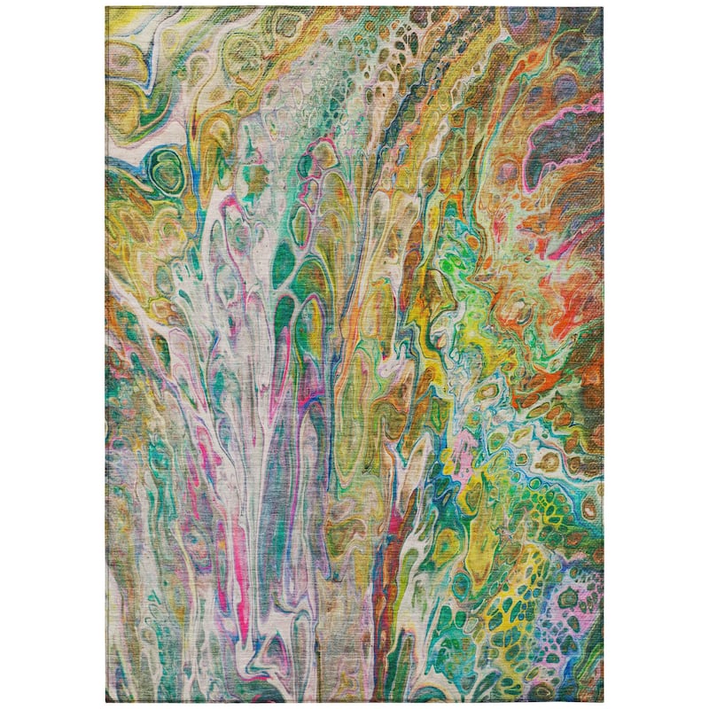 HomeRoots Abstract Contemporary Rectangle Outdoor Rug