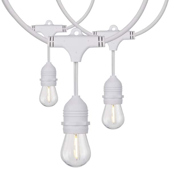 slide 2 of 9, 24Ft LED String Light Includes 12-S14 bulbs 2000K White Cord