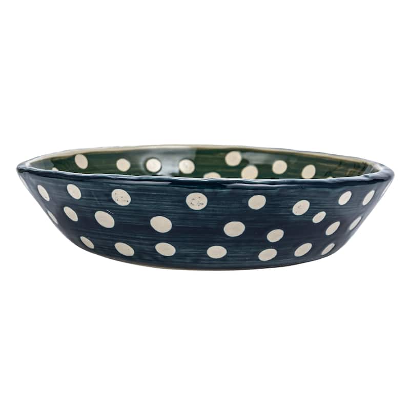 Stoneware Bowls with 4 Dots Styles - 6.9"L x 6.9"W x 1.5"H