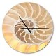 preview thumbnail 8 of 8, Designart 'Golden Nautilus Shell Pattern' Oversized Coastal Wall CLock