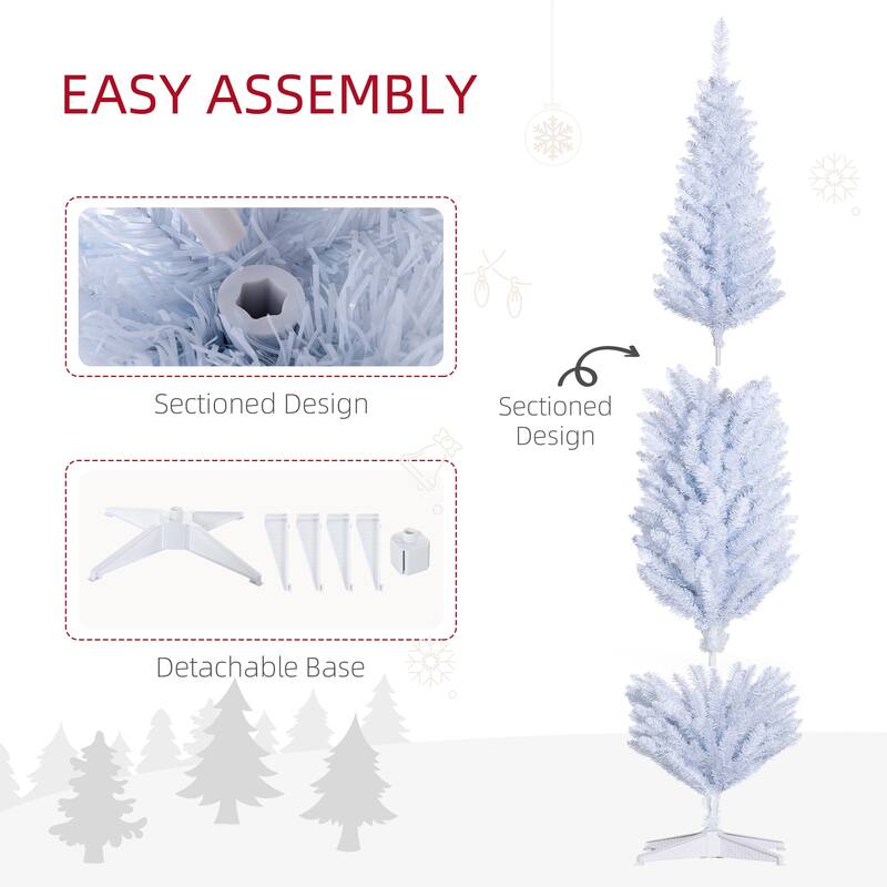 8ft Slim Artificial Christmas Tree with 618 Lush Branches and Detachable Plastic Base - Dia 21.75" x 94.5" H