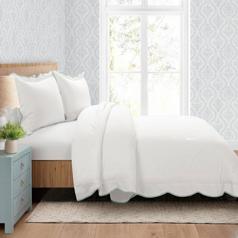 Lush Decor Coastal Chic Scallop Edge Comforter 3 Pieces Set