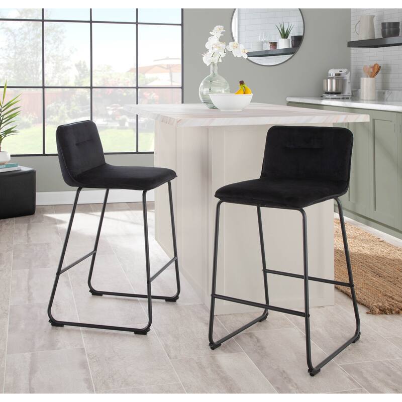Carbon Loft Kerby Black Fixed-Height Counter Stool - Set of 2