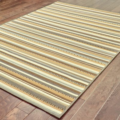 Aurora Grey Gold Geometric Outdoor Casual Area Rug