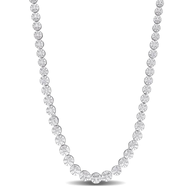 Miadora 1/2ct TDW Diamond Tennis Necklace in Sterling Silver