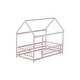 preview thumbnail 30 of 39, Twin Floor Bed with House Roof Frame, Safety Guardrails, and Fence Design
