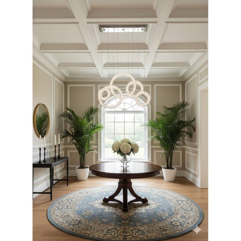 8-Light Chrome Dimmable LED Chandelier with Clear Crystal Accents