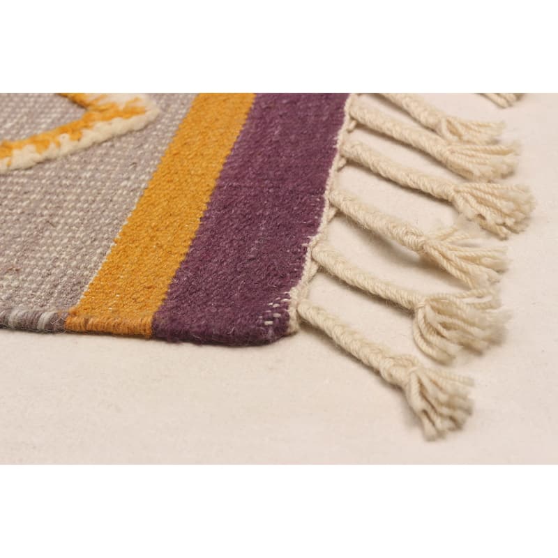 ECARPETGALLERY Flat-Weave Marrakech Purple Wool Kilim - 6'9 x 9'10