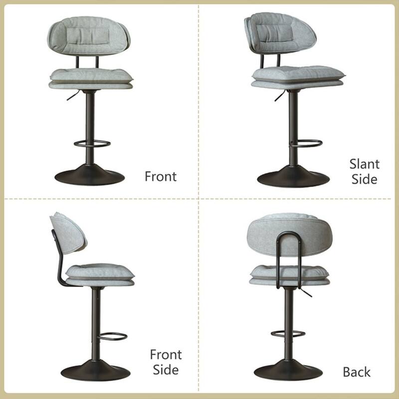 Set of 2 Swivel Bar Stools Adjustable Counter Height