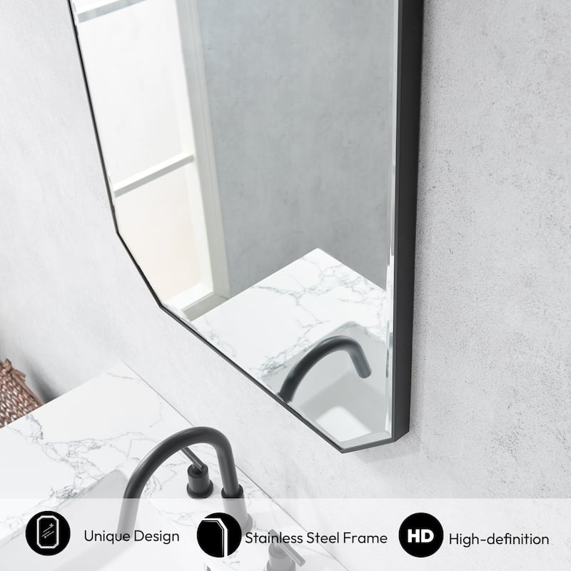 Sabadell Octagon Stainless Steel Framed Wall Mirror