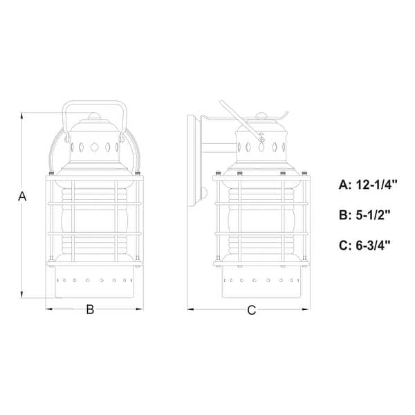 VAXCEL Hyannis 1-Light Coastal Outdoor Wall Sconce made of Durable Steel, Clear Ribbed Glass Shade, LED Compatible