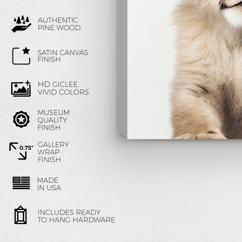 Wynwood Studio Canvas Animals Baby Animal Lion Brown and Light Brown Modern & Contemporary Wall Art Canvas Print - Brown, White