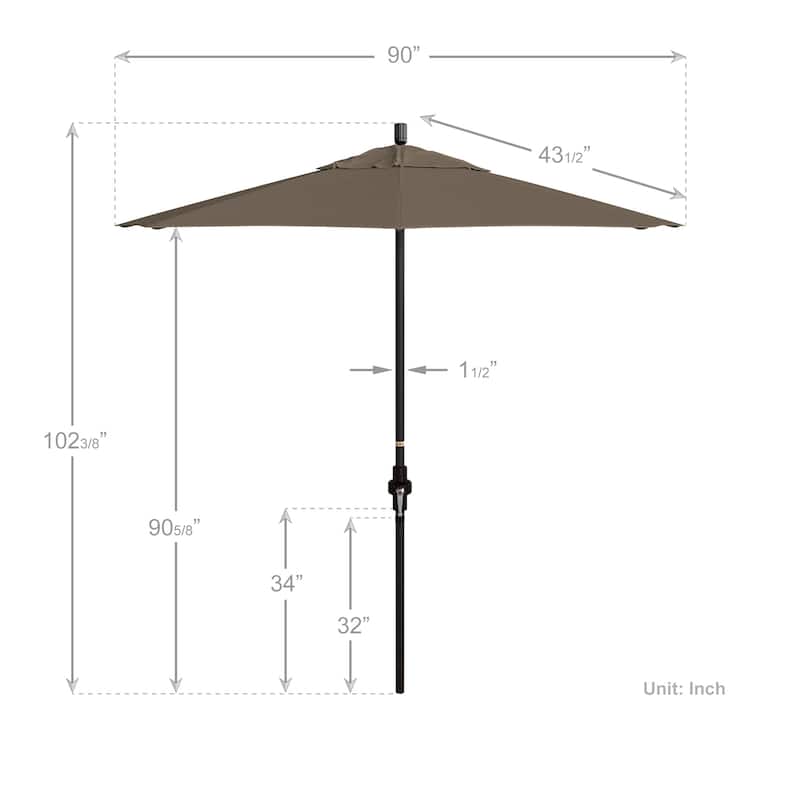 California Umbrella 7.5' Sun Master Patio Umbrella Bronze Aluminum Pole Fiberglass Ribs Crank Lift Tilt Sunbrella Cilantro