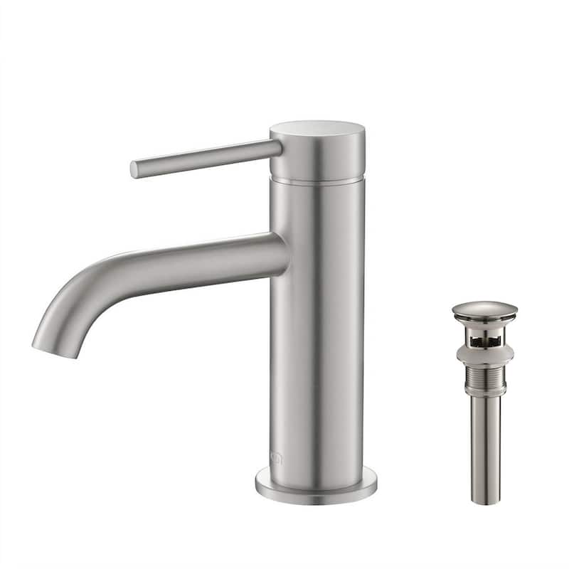 Lead Free Single Handle Bathroom Faucet with Water Hose - Brushed Nickel W/ Pop Up Drain