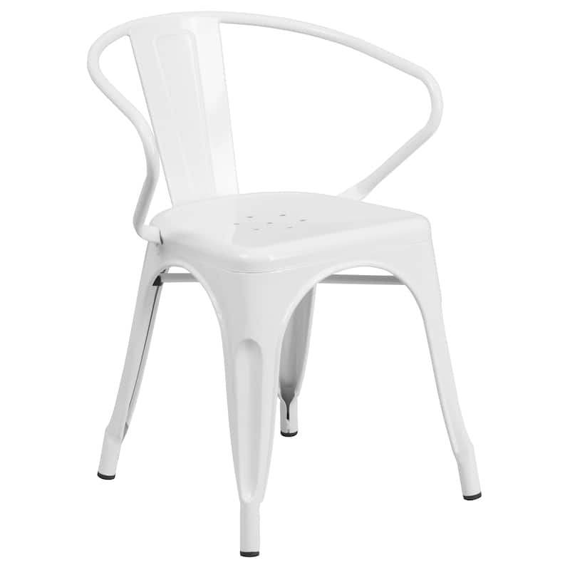 24'' Round Metal Indoor-Outdoor Table Set with 2 Arm Chairs
