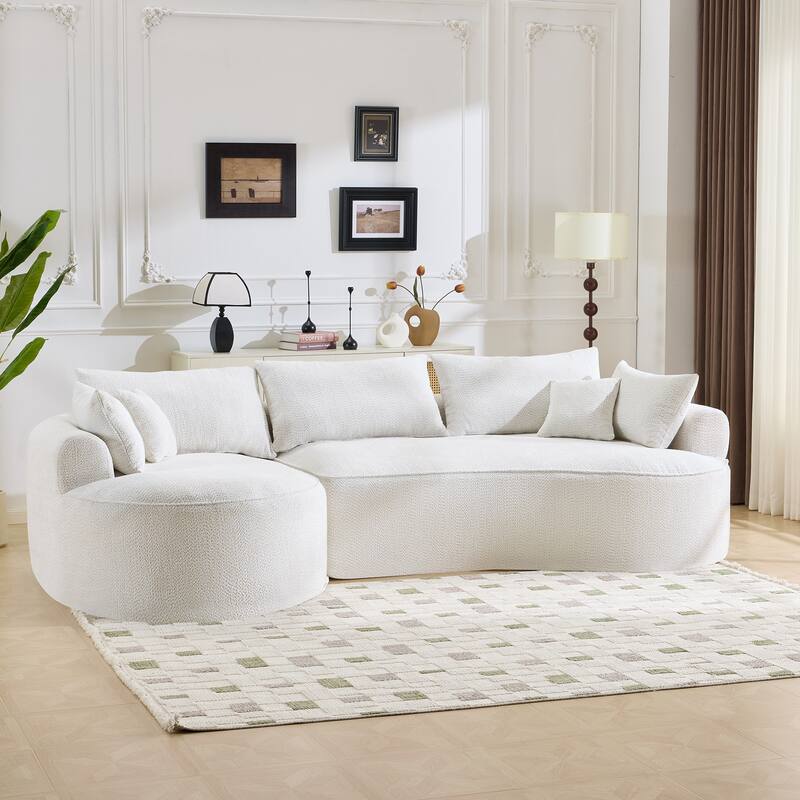 124.5-Inch Modern Compressed Boneless Sofa,Comes with 3 Back Pillows and 4 Throw Pillows