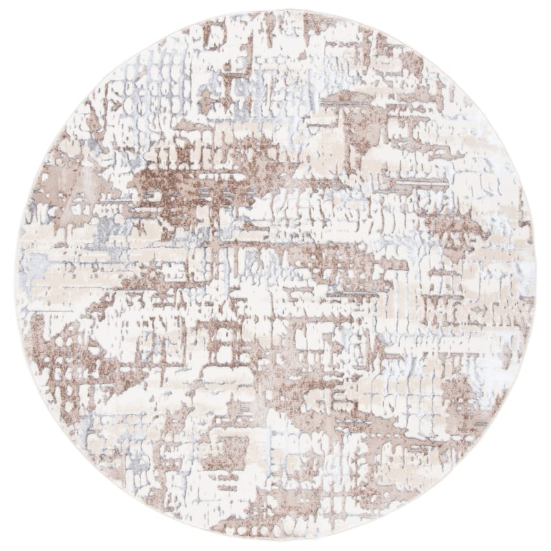 SAFAVIEH Lagoon Kerasoula Modern Abstract Rug - 6'7" Round - Ivory/Grey