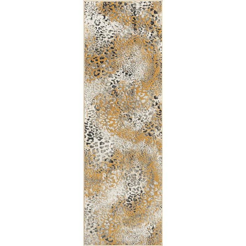 N Natori Serengeti Leopard Area Rug - 2'8" x 8' - Gold