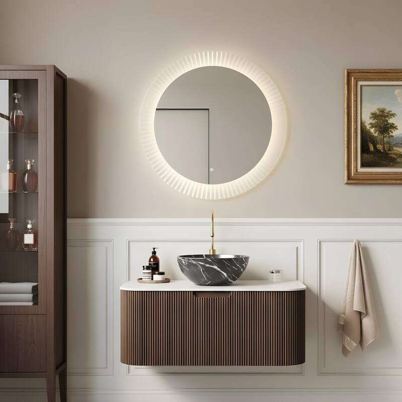 Wall Mounted Bathroom Vanity with Black Bowl Ceramic Basin