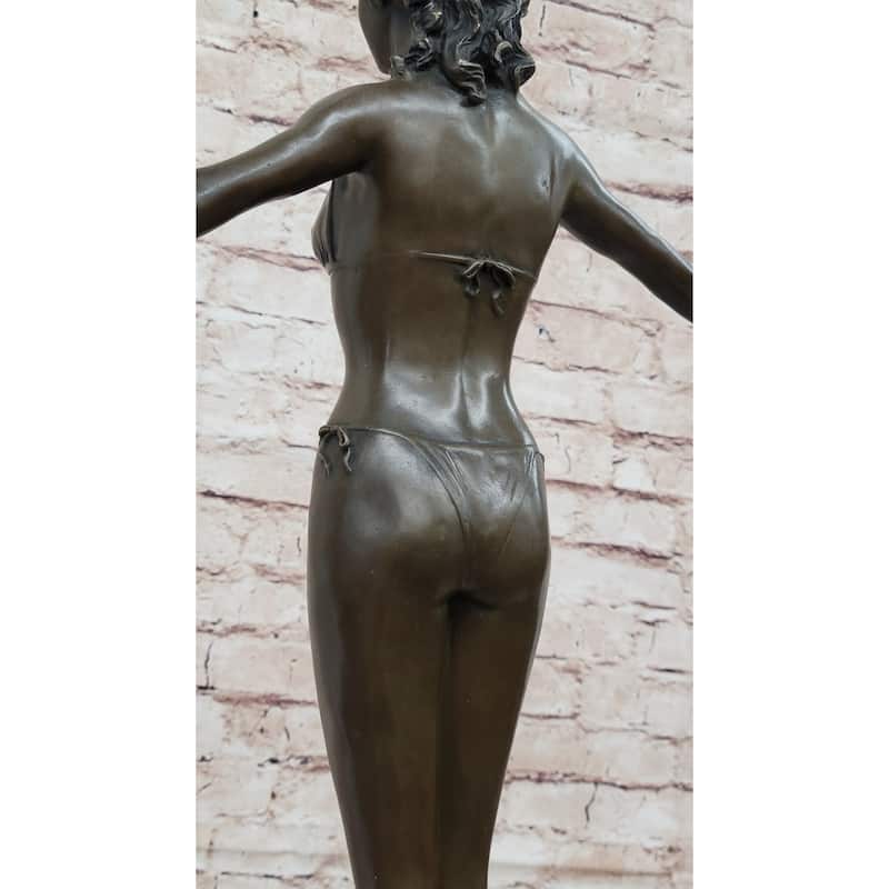 Hand Made Chiparus Gorgeous Woman Diver On Rock Bronze Sculpture Statue