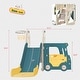 preview thumbnail 7 of 7, Kids Slide with Bus Play Structure, Freestanding Bus Toy with Slide for Toddlers, Bus Slide Set with Basketball Hoop