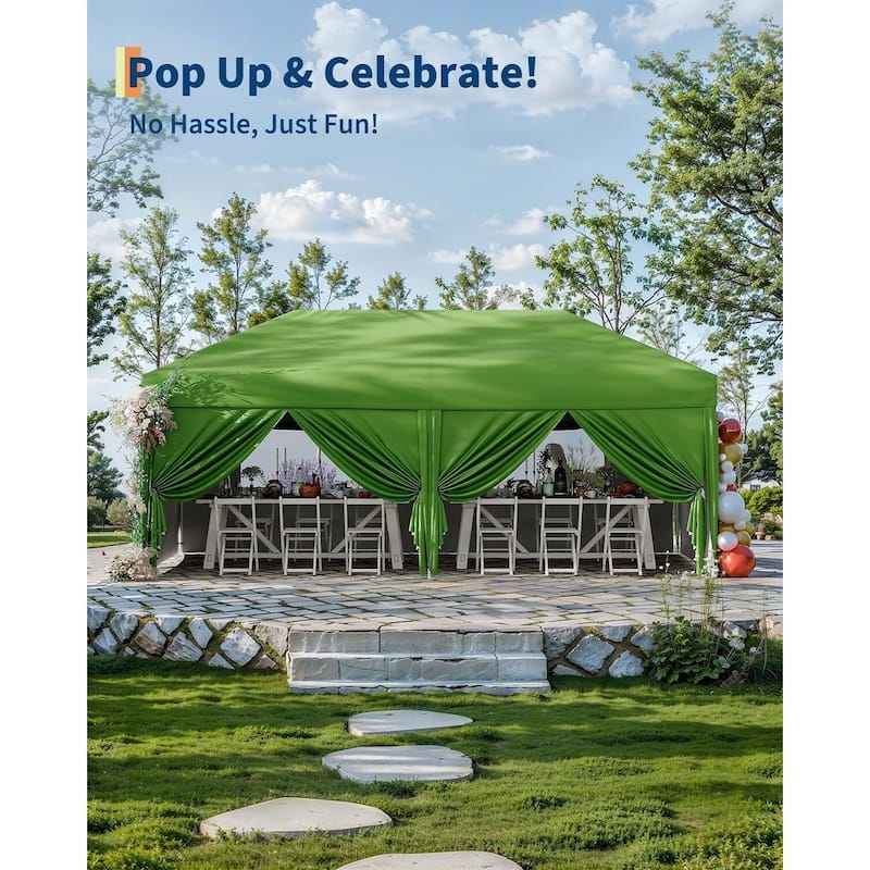 10'x20' Instant Pop-Up Canopy Tent, 6 Removable Sidewalls - 10*20Ft