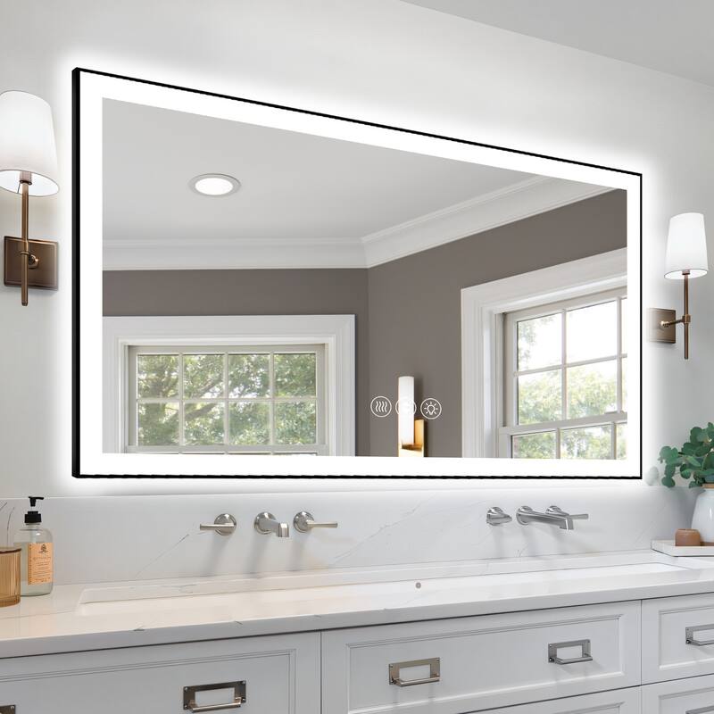 55x30 Inch Frameless LED Bathroom Mirror,Smart Mirror - White