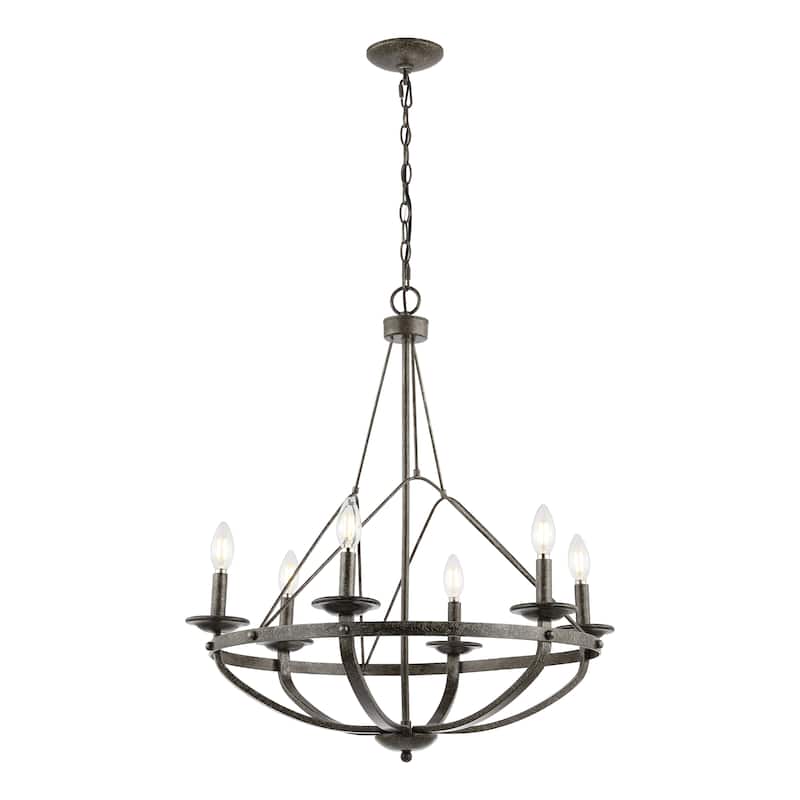 SAFAVIEH Lighting Josefa 26" Classic Chandelier (6-Bulb) - 26" W x 26" D x 92" H - Silver/Black