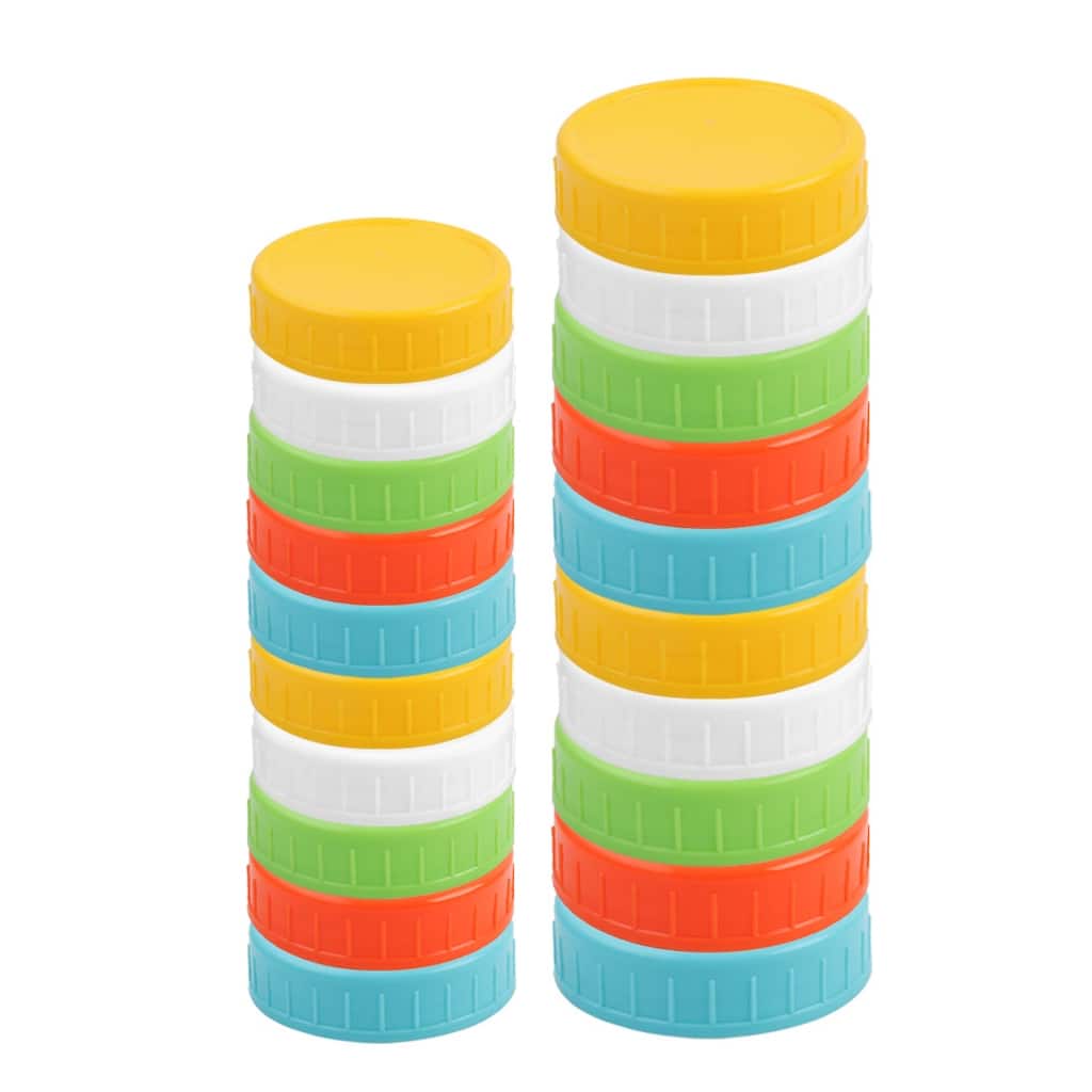 Assorted Color Mason Jar Lid Regular and Wide Mouth Mason Canning Jars 20 Pack - Assorted Color
